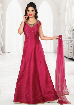 Ruby Red Color Party Wear Gown